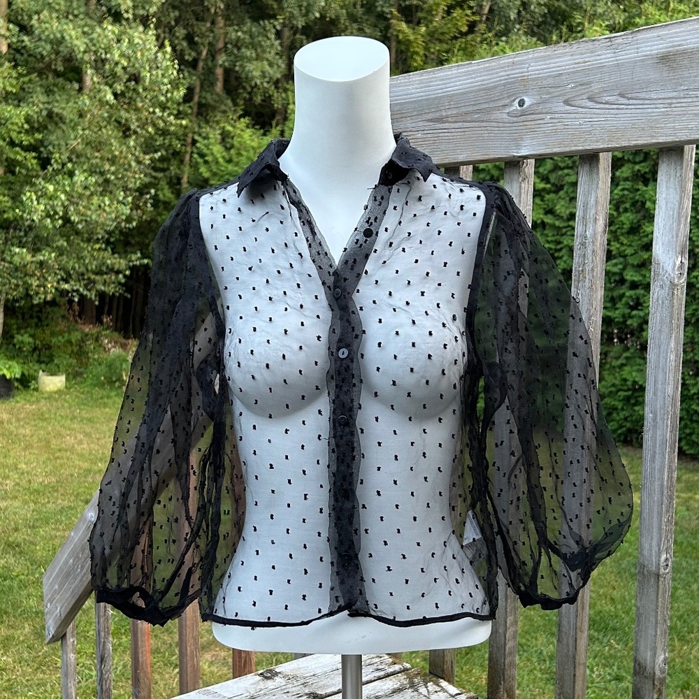 Pull&Bear⎪Polka Dot Printed Organza Shirt